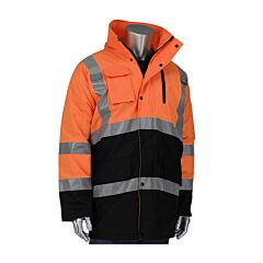 Pip 343-1750-Or/4X Ansi Type R Class 3 Black Bottom Coat With Built-In Quilted Insulation, Hi-Vis Orange, Size 4X-Large, 1 Each