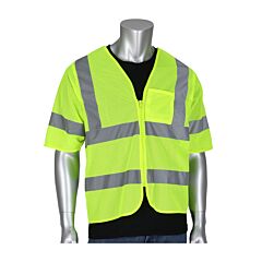 Pip 303-V100Ly-2X/3X Type R Class 3 Value Mesh Vest, Zipper Closure, 1 Chest Pocket, Hi-Vis Yellow, Size 2Xl-3Xl, 1 Each