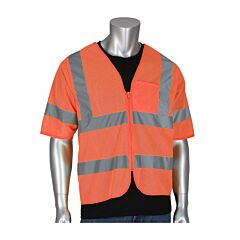 Pip 303-V100Or-2X/3X Type R Class 3 Value Mesh Vest, Zipper Closure, 1 Chest Pocket, Hi-Vis Orange, Size 2Xl-3Xl, 1 Each