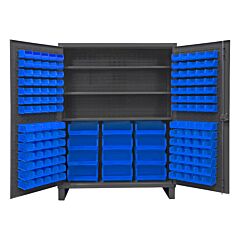 Durham Hdc60-156-3S5295 Cabinet, 12 Gauge, 3 Shelves, 156 Blue Bins, 60 X 24 X 78