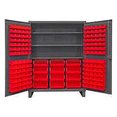 Durham Hdc60-156-3S1795 Cabinet, 12 Gauge, 3 Shelves, 156 Red Bins, 60 X 24 X 78