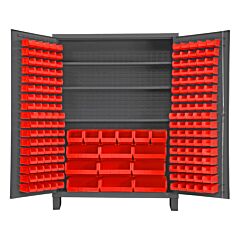 Durham Ssc-185-3S-1795 Cabinet, 14 Gauge, 3 Shelves, 185 Red Bins, 60 X 24 X 84