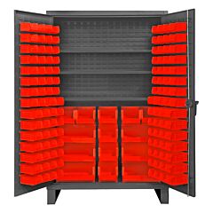 Durham Hdc48-134-3S1795 Cabinet, 12 Gauge, 3 Shelves, 134 Red Bin, 48 X 24 X 78