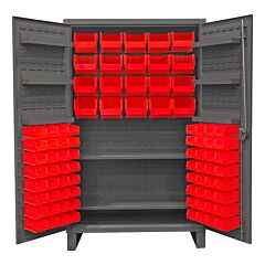 Durham Hdc48-84-2S6D1795 Cabinet, 12 Gauge, 2 Shelves, 6 Door Shelves, 84 Red Bins, 48 X 24 X 78