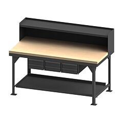 Durham Hdwbmt3672Rs6Dr95 Heavy Duty Workbench, Maple Top, With Riser, 6 Drawer, 72 X 36
