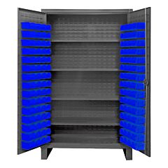 Durham Hdc48-120-4S5295 Cabinet, 12 Gauge, 4 Shelves, 120 Blue Bins, 48 X 24 X 78
