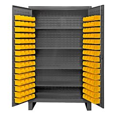 Durham Hdc48-120-4S95 Cabinet, 12 Gauge, 4 Shelves, 120 Yellow Bins, 48 X 24 X 78