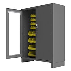 Durham 3704Cxc-54B-95 Access Control Cabinet, 14 Gauge, 54 Yellow Bins, 60 X 24 X 78