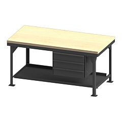 Durham Hdwbmt36723Dr95 Heavy Duty Workbench With Maple Top, 3 Drawers, 72 X 36