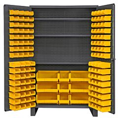 Durham Jc-137-3S-95 Cabinet, 14 Gauge, 3 Shelf, 137 Yellow Bins, 48 X 24 X 78