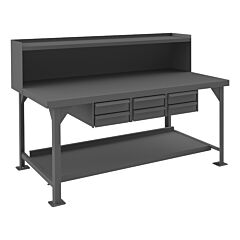 Durham Hdwb3672Rs6Dr95 Heavy Duty Workbench, Steel Top, With Riser, 72 X 36