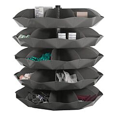 Durham 1605-95 58" Revolving Rotabin With 5 Shelves And 10 Fixed Dividers Per Shelf For A Total Of 50 Compartments, Gray