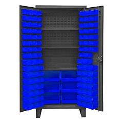 Durham Hdc36-102-3S5295 Cabinet, 12 Gauge, 3 Shelves, 102 Blue Bins, 36 X 24 X 78