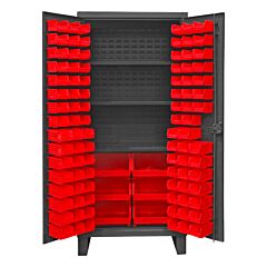 Durham Hdc36-102-3S1795 Cabinet, 12 Gauge, 3 Shelves, 102 Red Bin, 36 X 24 X 78