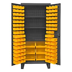 Durham Hdc36-102-3S95 Cabinet, 12 Gauge, 3 Shelves, 102 Yellow Bins, 36 X 24 X 78