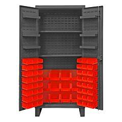 Durham Hdc36-60-2S6D1795 Cabinet, 12 Gauge, 2 Shelves, 6 Door Shelves, 60 Red Bin, 36 X 24 X 78