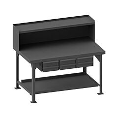 Durham Hdwb3660Rs6Dr95 Heavy Duty Workbench, Steel Top With Riser, 6 Drawer, 60 X 36