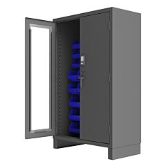 Durham 3703Cxc-42B-5295 Access Control Cabinet, 14 Gauge, 42 Blue Bins, 48 X 24 X 78