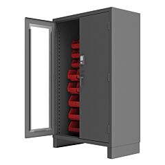Durham 3703Cxc-42B-1795 Access Control Cabinet, 14 Gauge, 42 Red Bins, 48 X 24 X 78