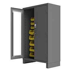 Durham 3703Cxc-42B-95 Access Control Cabinet, 14 Gauge, 42 Yellow Bins, 48 X 24 X 78