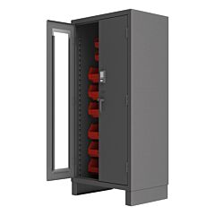 Durham 3702Cxc-30B-1795 Access Control Cabinet, 14 Gauge, 30 Red Bins, 36 X 24 X 78