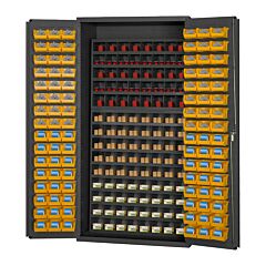 Durham 3501-Dlp-72/40B-96-95 Cabinet, 14 Gauge, 112 Steel Bins, 96 Yellow Bins, 36 X 24 X 72