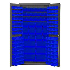 Durham 3501-Bdlp-132-5295 Cabinet, 14 Gauge, 132 Blue Bins, 36 X 24 X 72