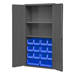 Durham 3602-Blp-14-2S-5295 Cabinet, 14 Gauge, 2 Shelf, 14 Blue Bin, 36 X 18 X 72