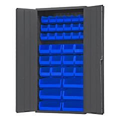 Durham 3602-Blp-36-5295 Cabinet, 14 Gauge, 36 Blue Bins, 36 X 18 X 72