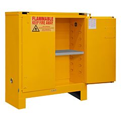 Durham 1030Sl-50 Fm Approved, Flammable Storage Cabinet With Legs, 30 Gallon, 2 Doors, Self Close, 1 Shelf, Safety Yellow