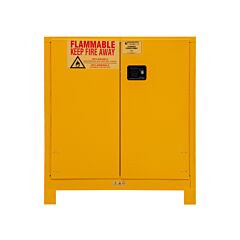 Durham 1030Ml-50 Fm Approved, Flammable Storage Cabinet With Legs, 30 Gallon, 2 Doors, Manual Close, 1 Shelf, Safety Yellow