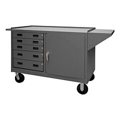 Durham 3402-95 Mobile Bench Cabinet, 1 Shelf, 5 Drawers, 24-1/4 X 66-1/8 X 37-3/4