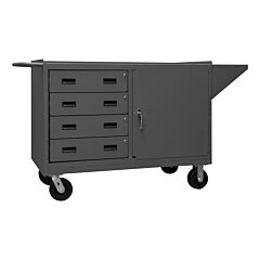 Durham 3401-95 Mobile Bench Cabinet, 1 Shelf, 4 Drawers, 24-1/4 X 66-1/8 X 37-3/4