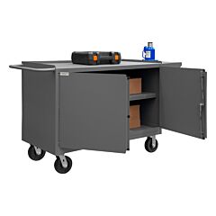 Durham 3400-95 Mobile Bench Cabinet, 1 Shelf, 2 Doors, 24-1/4 X 66-1/8 X 37-3/4