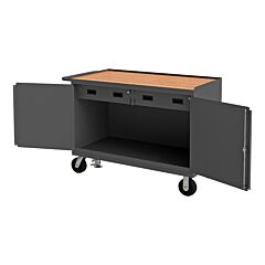 Durham 3414-Th-Fl-95 Mobile Bench Cabinet, 4 Drawer, Board, 24-1/4 X 54-1/8 X 37-3/4