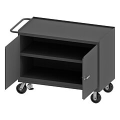 Durham 3412-Fl-95 Mobile Bench Cabinet, 2 Door, Steel Top, 24-1/4 X 54-1/8 X 37-3/4