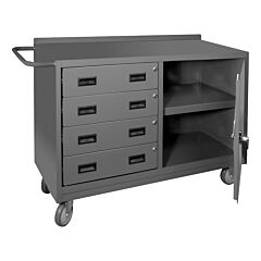 Durham 2221-95 Mobile Bench Cabinet, 1 Shelf, 4 Drawers, 18-1/4 X 54-1/16 X 36-3/8