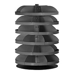 Durham 1306-95 34" Revolving Rotabin, 6 Shelves, 5 Fixed Dividers Per Shelf, Up To 3 Optional Plastic Pans Per Shelf Compartment, Gray
