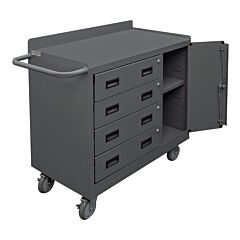 Durham 2211A-Lu-95 Mobile Bench Cabinet, 1 Shelf, Adjustable Shelf, 18-1/4 X 42-1/8 X 36-3/8