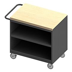 Durham 3111-Mt-95 Mobile Bench Cabinet, 1 Shelf, No Door, Maple Top, 24-1/4 X 42-1/8 X 37-1/8
