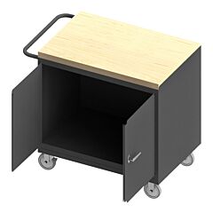 Durham 3112-Mt-95 Mobile Bench Cabinet, 2 Doors, Maple Top, 25-13/16 X 42-1/8 X 37-1/8