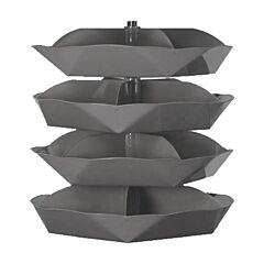 Durham 1504-95 44" Revolving Rotabin, 4 Shelves, 5 Fixed Dividers Per Shelf, 20 Compartments Total, Gray