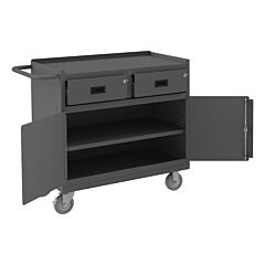 Durham 2213A-Lu-95 Mobile Bench Cabinet, Adjustable Shelf, 18-1/4 X 42-1/8 X 36-7/16