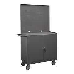 Durham 2210A-Pb-Lu-95 Mobile Bench Cabinet, 1 Shelf, Pegboard Panel, 18-3/8 X 42-1/4 X 66-7/8