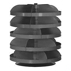 Durham 1305-95 34" Revolving Rotabin, 5 Shelves, 5 Fixed Dividers Per Shelf, Up To 3 Optional Plastic Pans Per Shelf Compartment, Gray