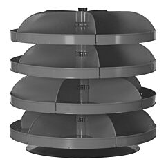 Durham 1304-95 34" Revolving Rotabin, 4 Shelves, 5 Fixed Dividers Per Shelf, Up To 3 Optional Plastic Pans Per Shelf Compartment, Gray