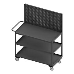 Durham Rsc-2436-3-Pb-95 Stock Cart, 3 Shelf, Pegboard, 24-1/4 X 42-1/4 X 67-5/8