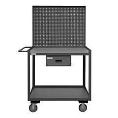 Durham Rsc-2436-2-Pb-1Dr-95 Stock Cart, 2 Shelf, 1 Drawer, Pegboard, 24-1/4 X 42-1/4 X 67-5/8