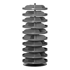 Durham 1110-95 17" Revolving Rotabin, 10 Shelves, 4 Fixed Dividers Per Shelf, Up To 16 Compartments Per Shelf, Gray