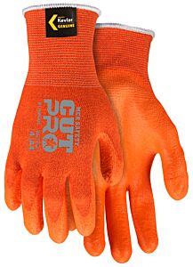 Mcr Safety 9178Puol Gloves 13 Gauge, Hi-Vis Orange Kevlar Shell, Orange Pu Coated Palm And Fingertips, Ansi Level 4, Size Large
